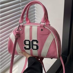 Pink and White Women's Handbag
